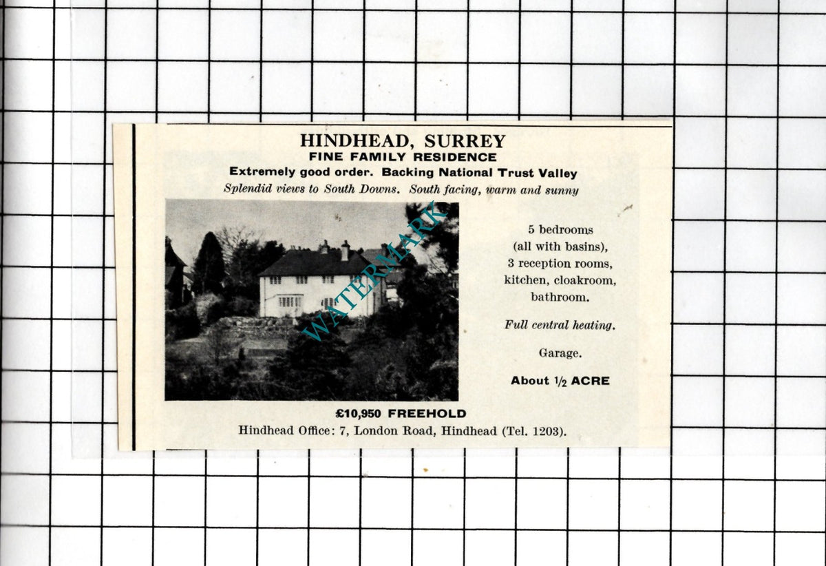 Hindhead Surrey - 1967 SMALL House Sale Advert