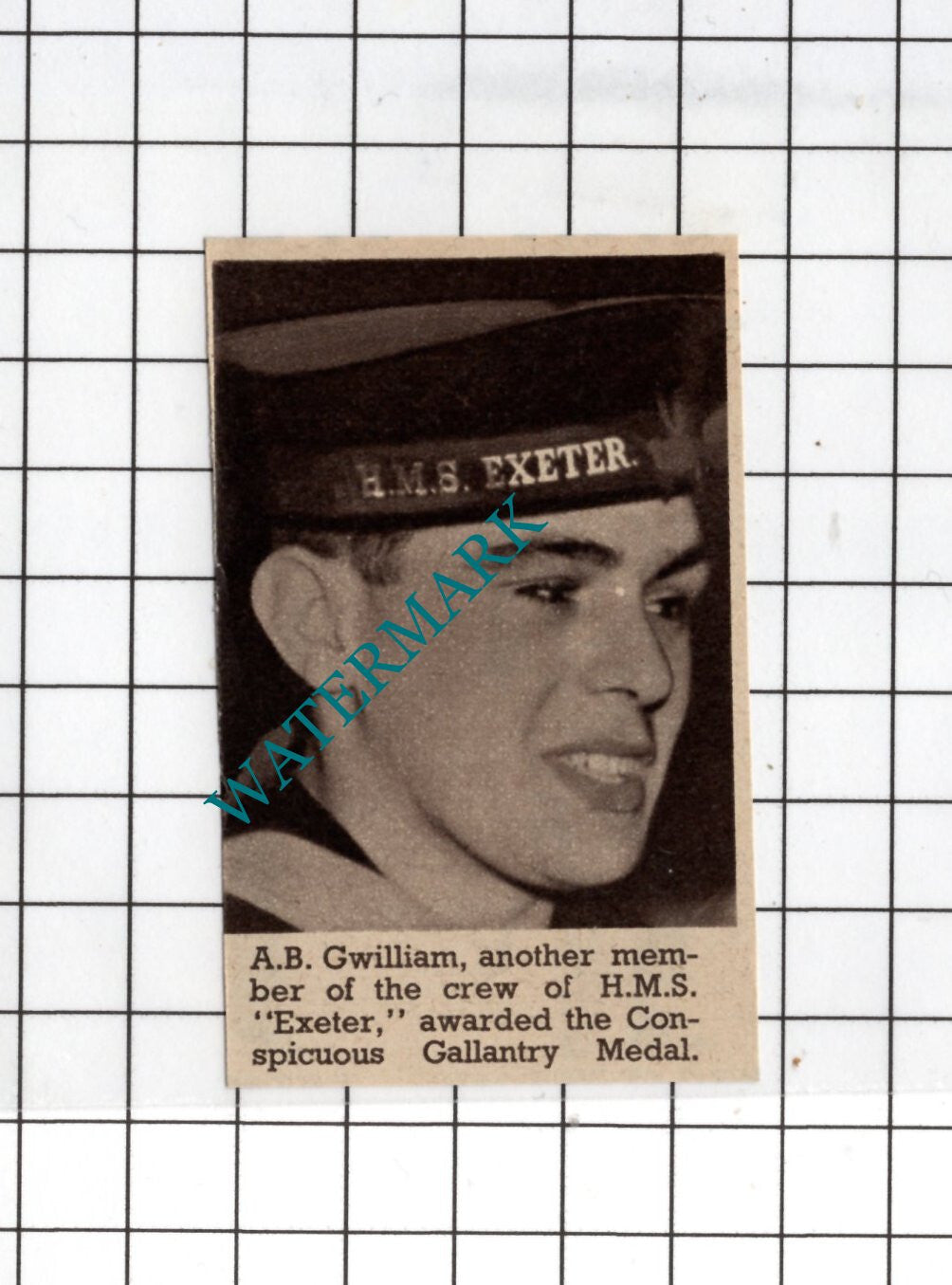 A B Gwilliam HMS Exeter WW2 - 1940 SMALL News Clipping