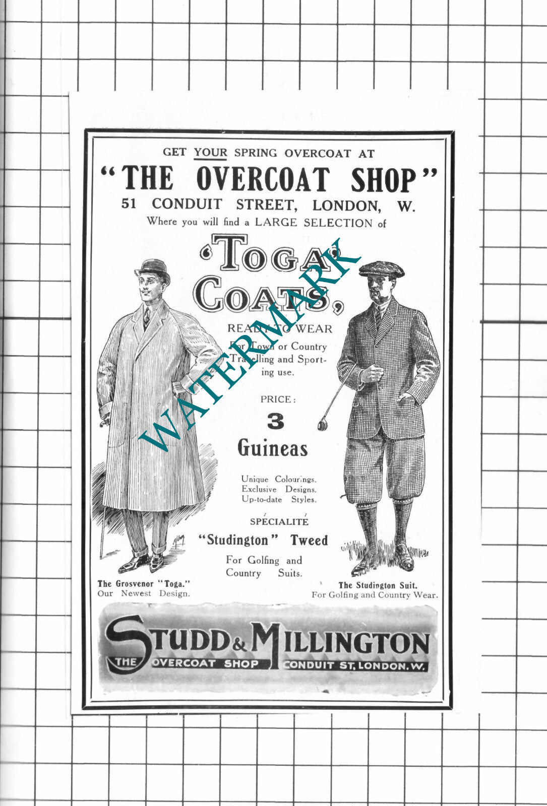 Studd & Millington The Overcoat Shop London Small Advert - 1914 Clipping
