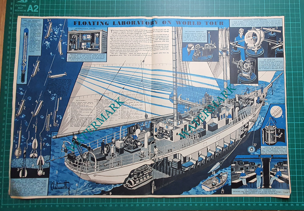 The Royal Research Ship RESEARCH 1939 - 1939 Centrefold Spread / Print