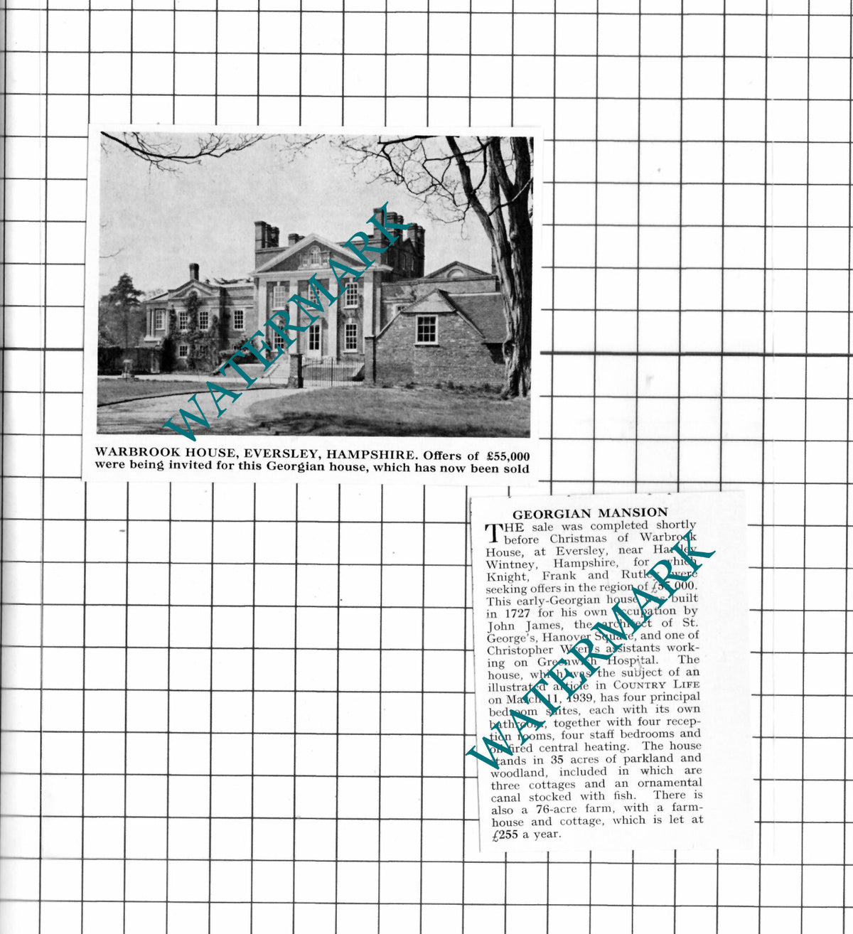 Warbrook House Eversley Hampshire - 1967 Two-Part Cutting