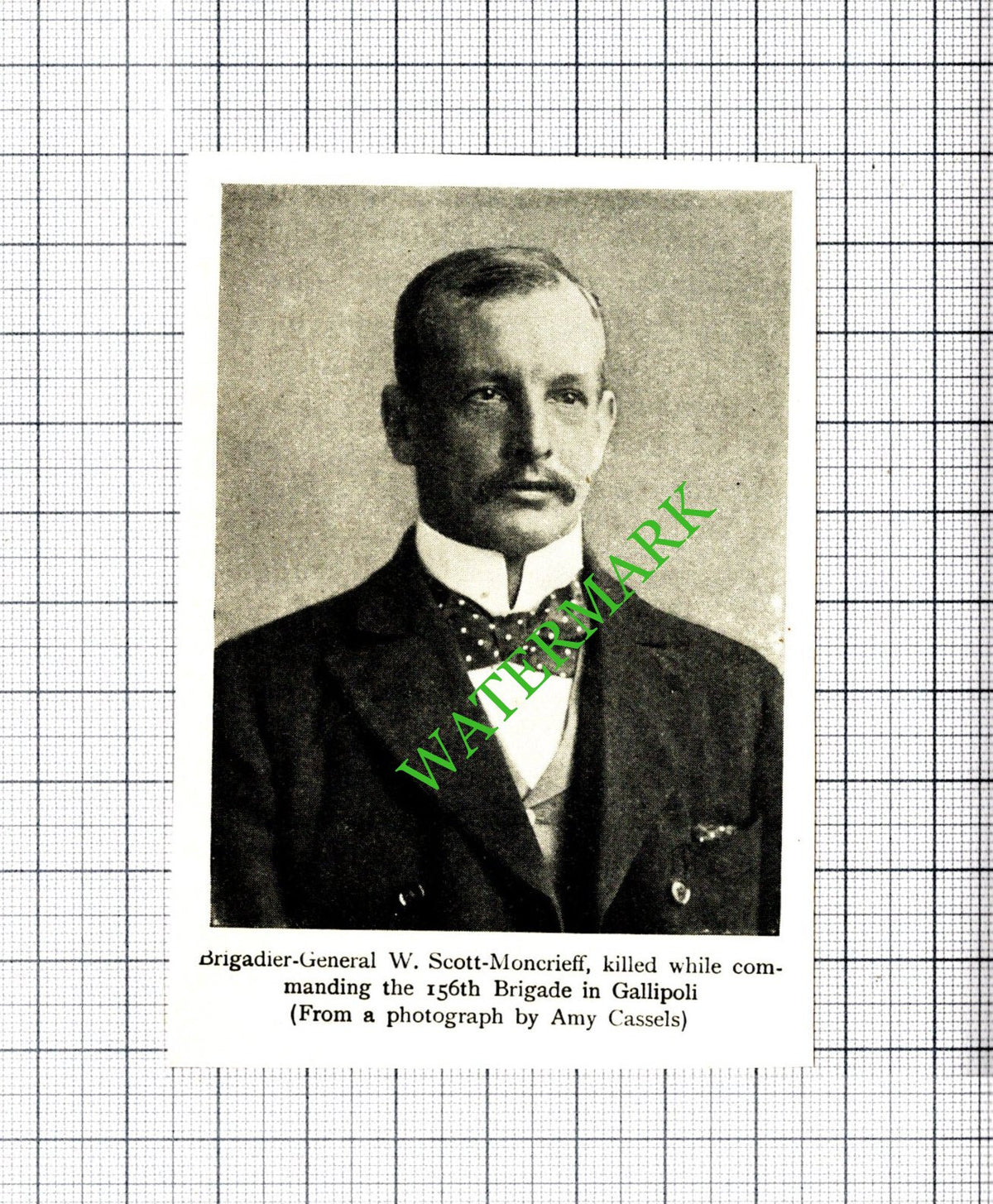 Brig Gen W Scott-Moncrieff 156th Brigade WW1 Great War- c.1920 Small Cutting