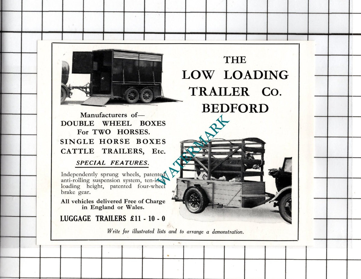 The Low Loading Trailer Co Bedford Bedfordshire - 1932 Small ADVERT