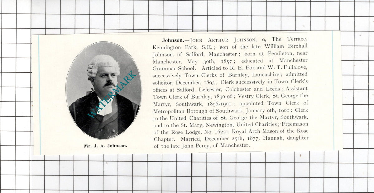 John Arthur Johnson Pendleton Manchester - c.1905 Clipping