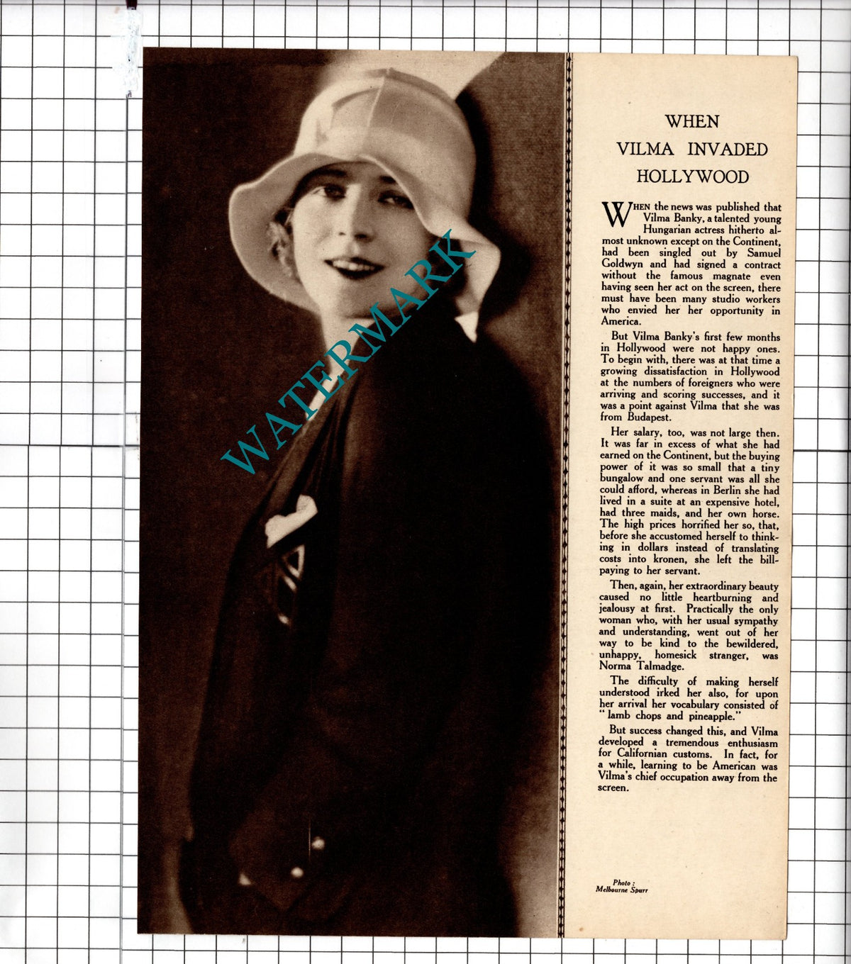 Phyllis Haver Actress / Vilma Banky - 1929 Clipping