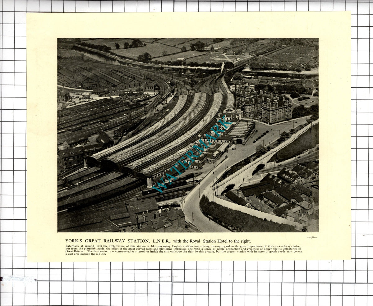York Railway Station Yorkshire Aerial View Royal Station Hotel - 1928 Clipping
