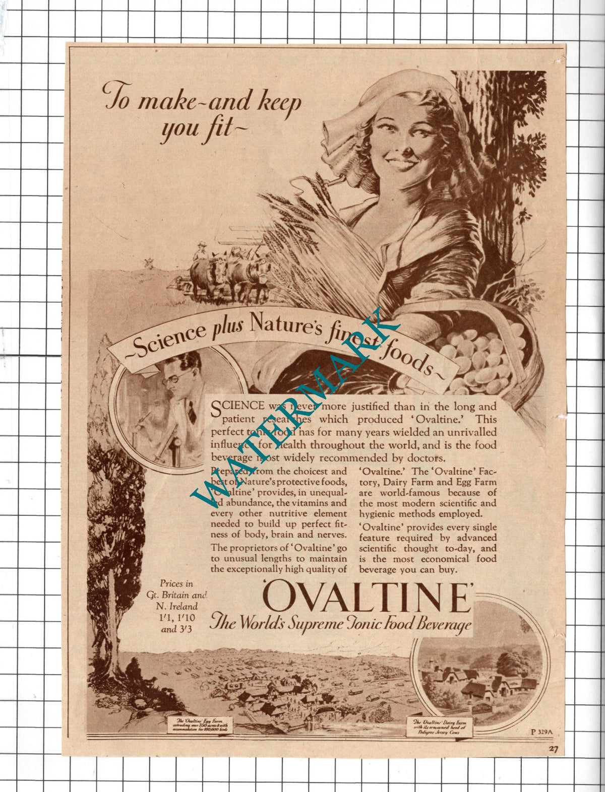 Ovaltine Advert - 1937 Clipping