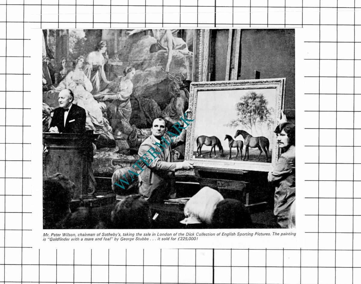Mr Peter Wilson Sotherby's Auction Goldfinder -1975 Clipping / Print
