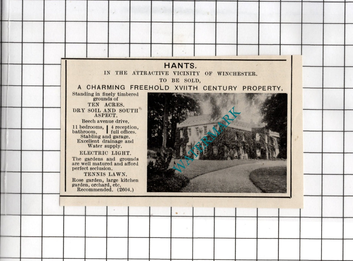 Winchester Hampshire SMALL House Sale Advert - c.1916