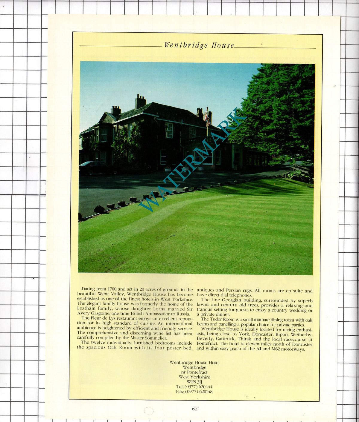 Wentbridge House Hotel Pontefract Yorkshire Lorna Leatham - 1995 Advert