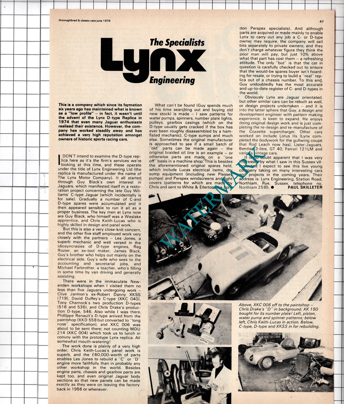 Lynx Engineering Ltd Northiam Sussex Guy Black Keith-Lucas Rozier -1976 Article