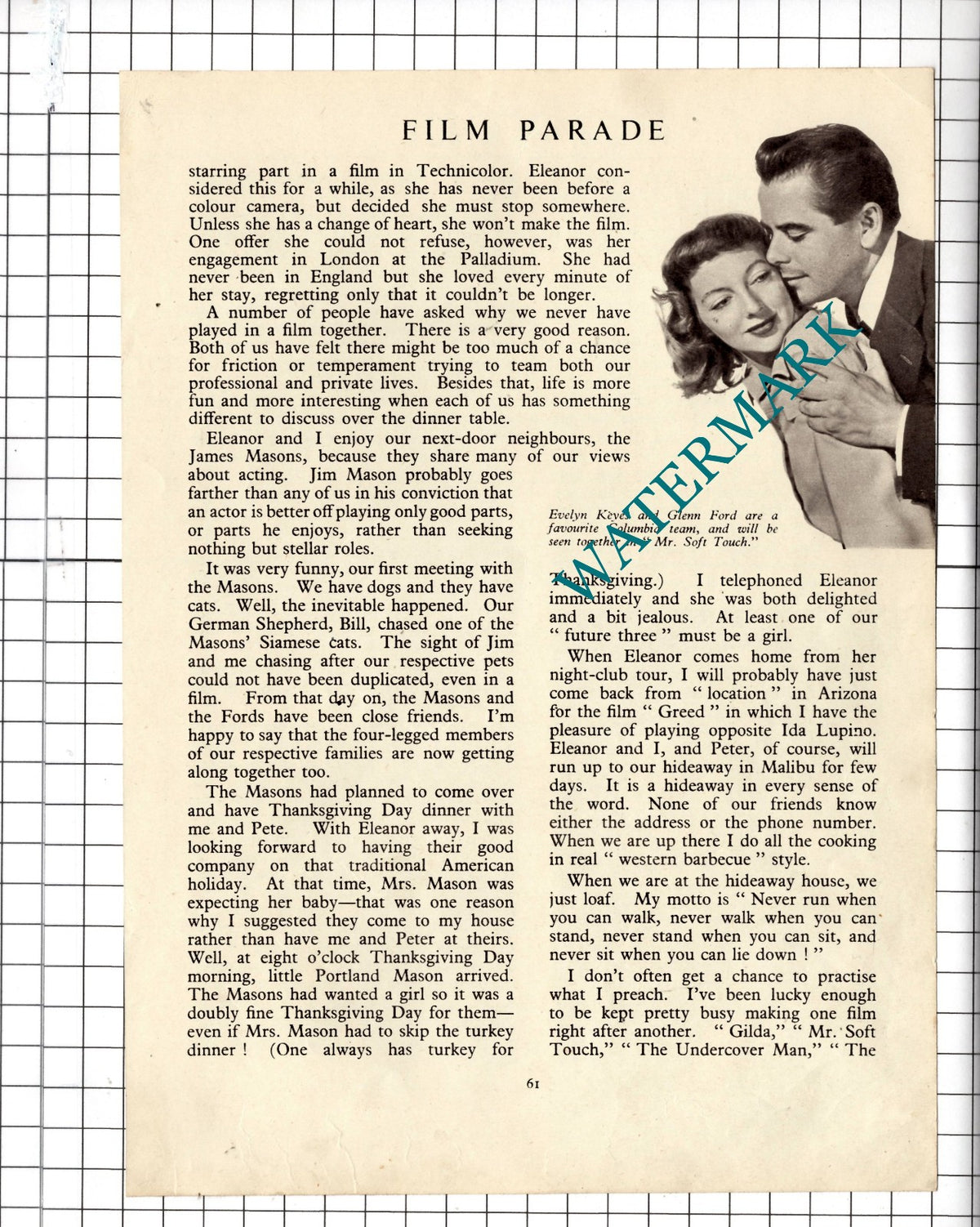 Glenn Ford Actor - c.1948 Article