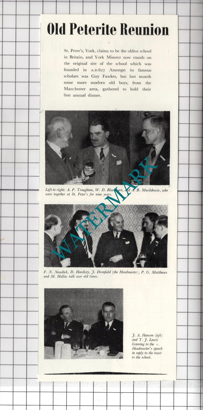 St Peter's York School Reunion Troughton Macildowie Newdick Hallas 1956 Clipping