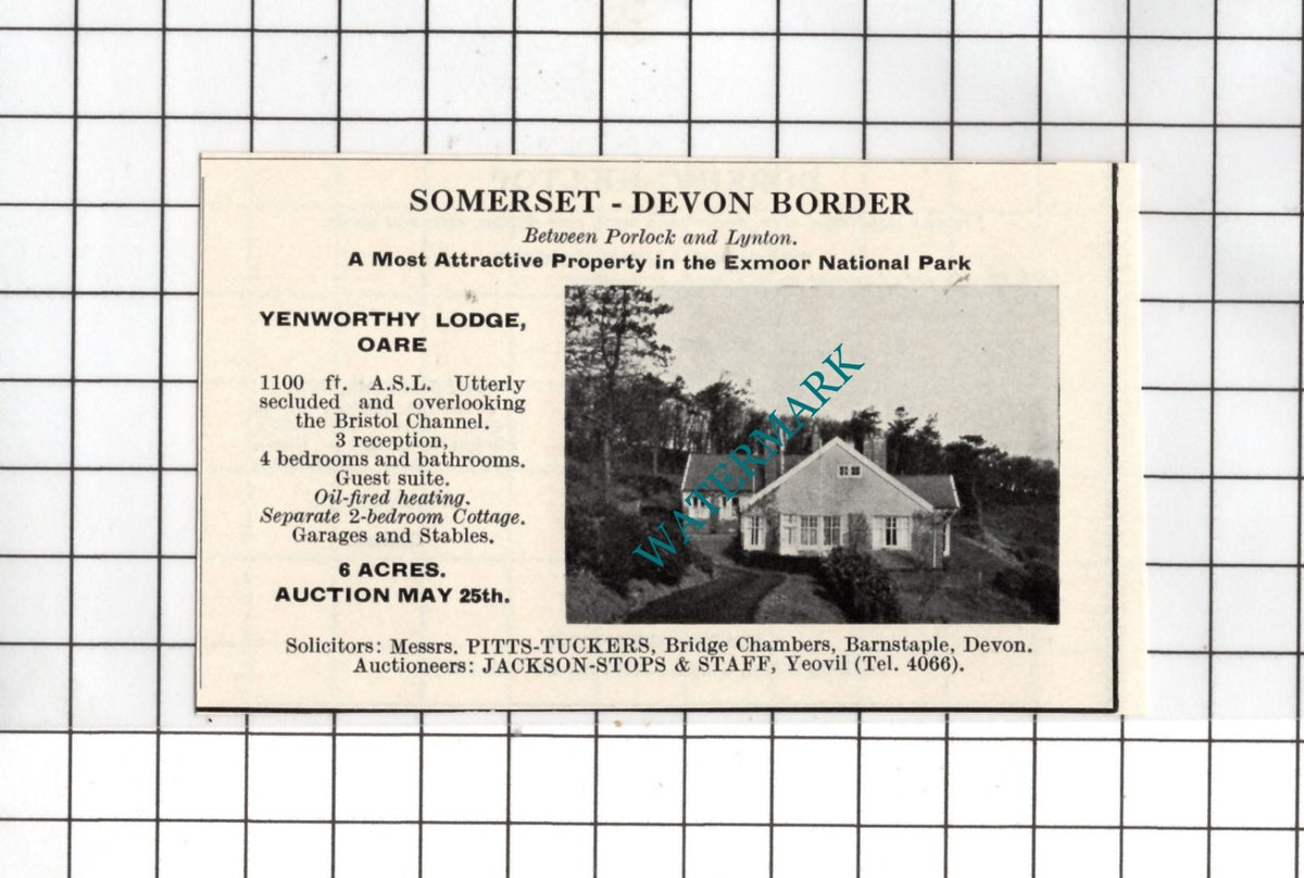 Yenworthy Lodge Oare Somerset Small House Sale Advert - 1967