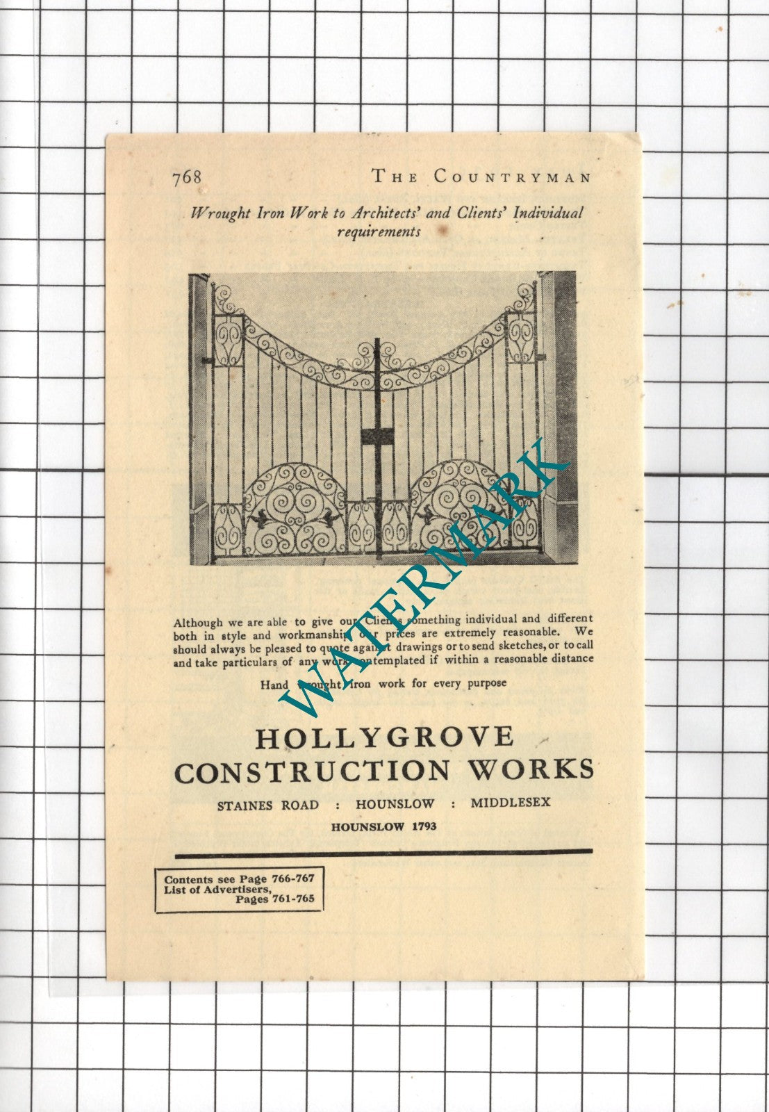 Hollygrove Construction Works Hounslow Middlesex - 1935 Small Advert