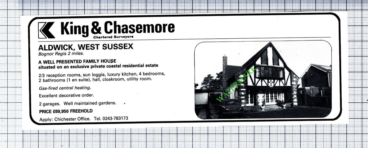 Aldwick West Sussex House Sale Advert - 1981 Cutting