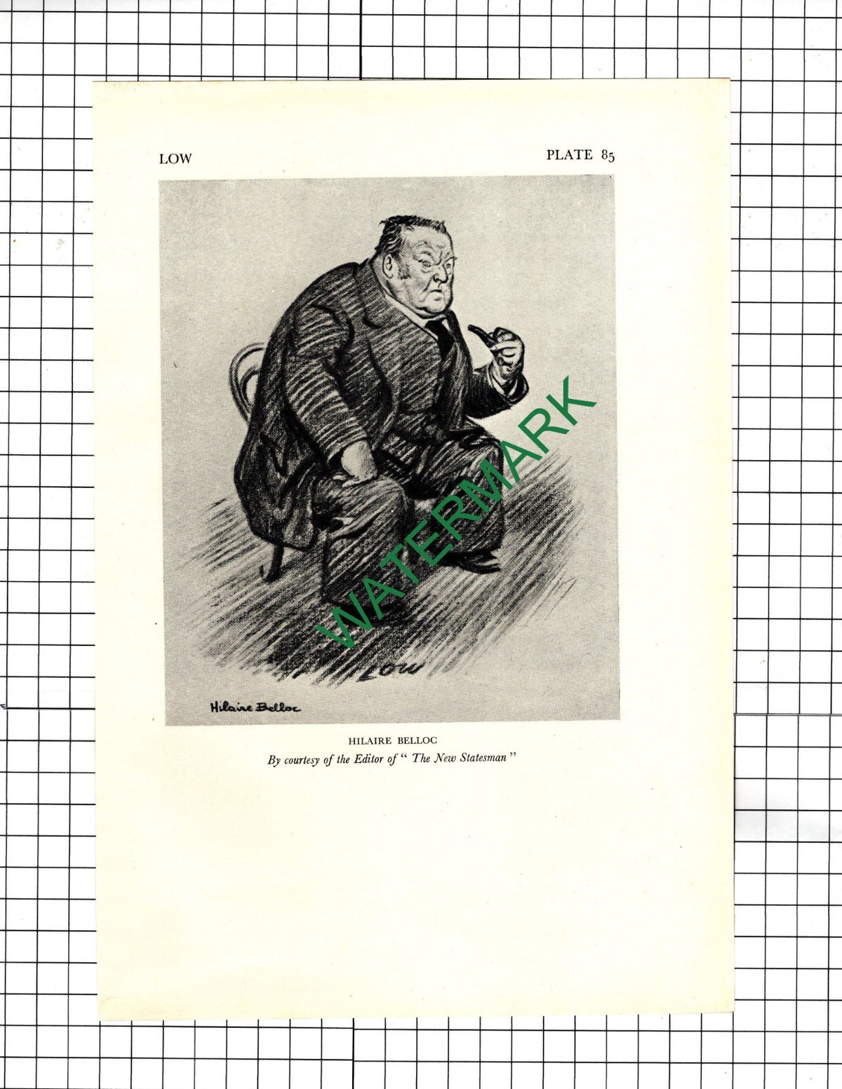 Hilaire Belloc Caricature - 1928 Illustration