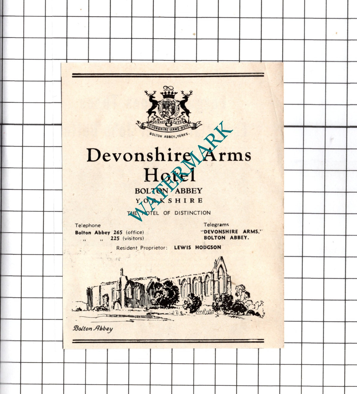 Devonshire Arms Hotel Bolton Abbey Yorkshire Lewis Hodgson - 1949 Small Advert