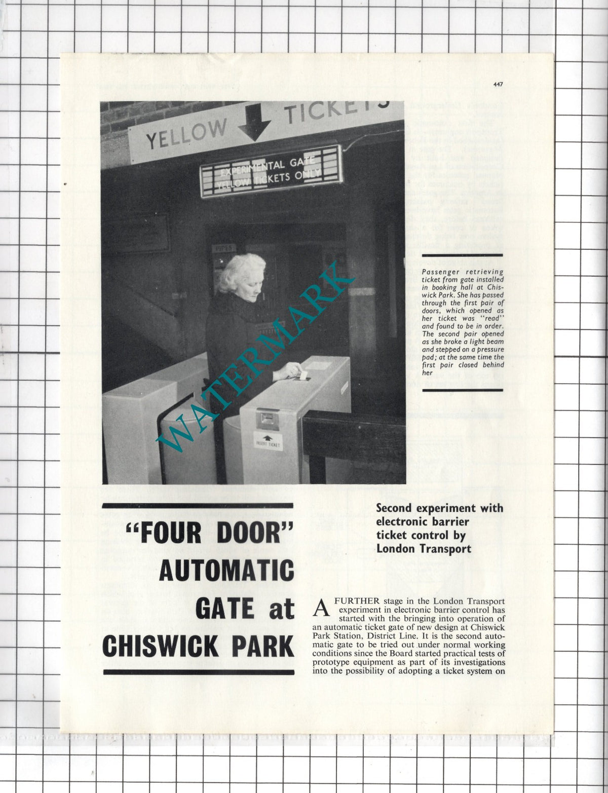 Chiswick Park Station Automatic Ticket Gate - 1964 Article