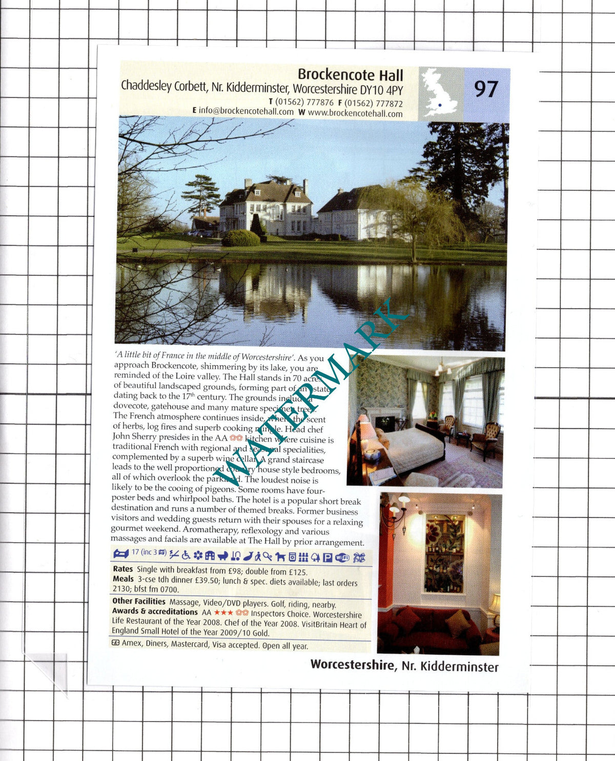 Brockencote Hall Chaddesley Corbett Advert - c.2011 Clipping