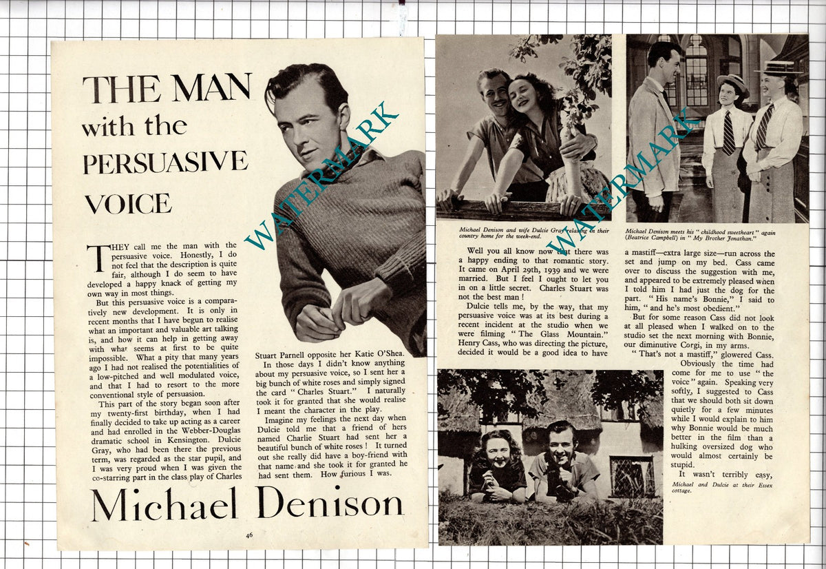 Michael Dennison Actor - c1948 Article