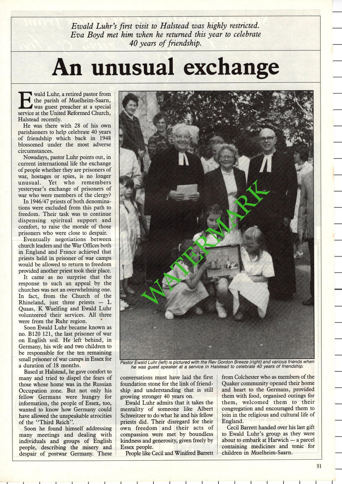 Ewald Luhr Muelheim-Saarn United Reform Halstead Gordon Breeze - 1988 Article
