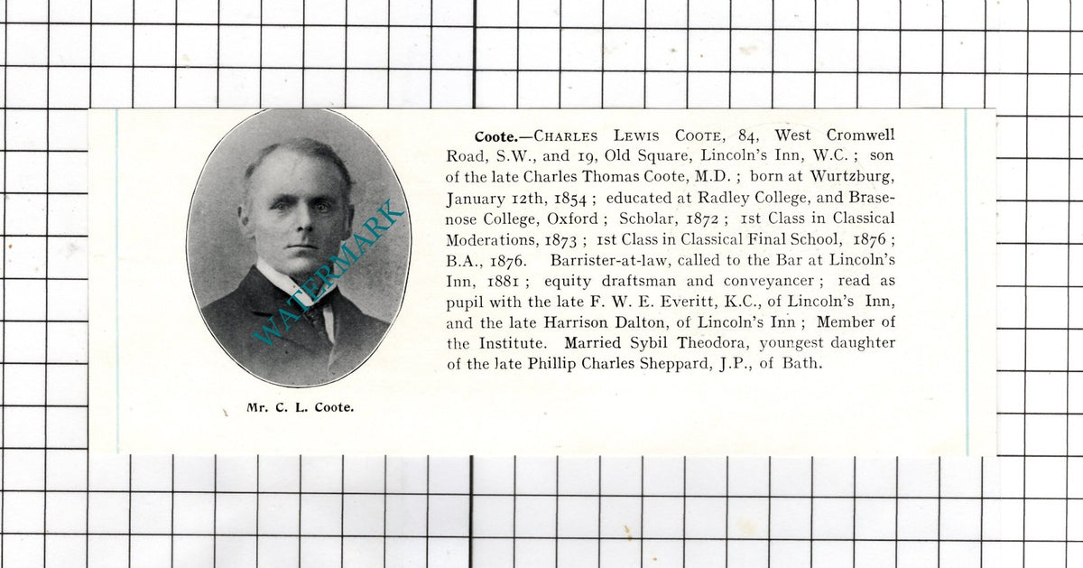 John Dawson Crawford Warrenpoint / Charles Lewis Coote -c.1905 Clipping