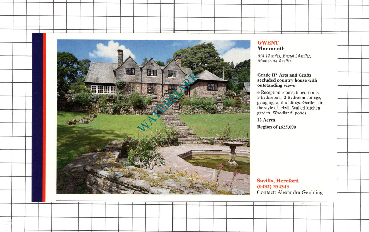Thornton Buckinghamshire / Monmouth Gwent House Sale Advert - 1991 Clipping