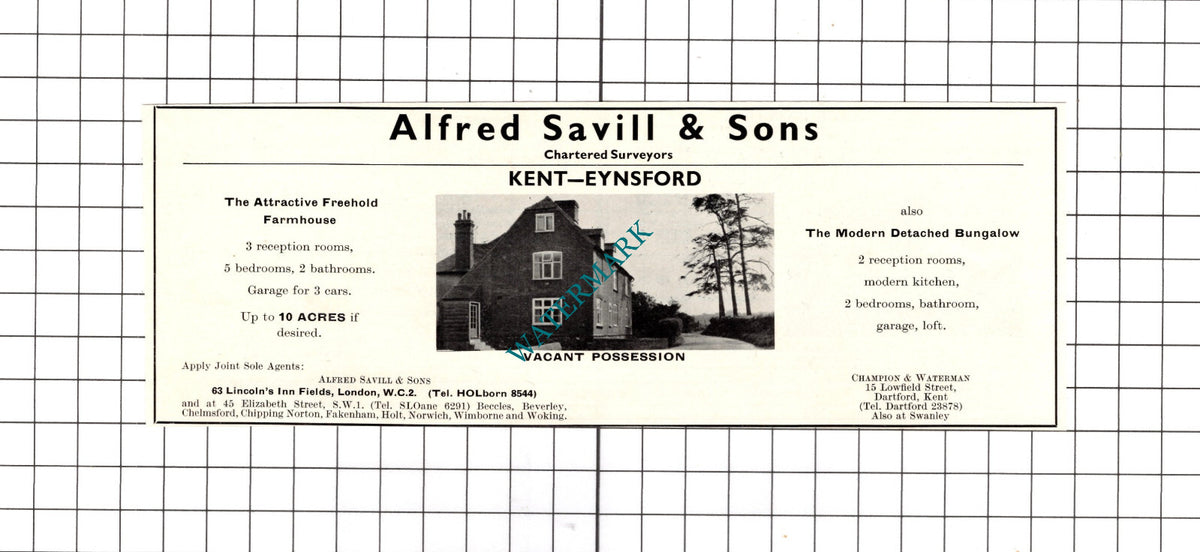 Eynsford Kent House Sale Advert - 1967 Clipping