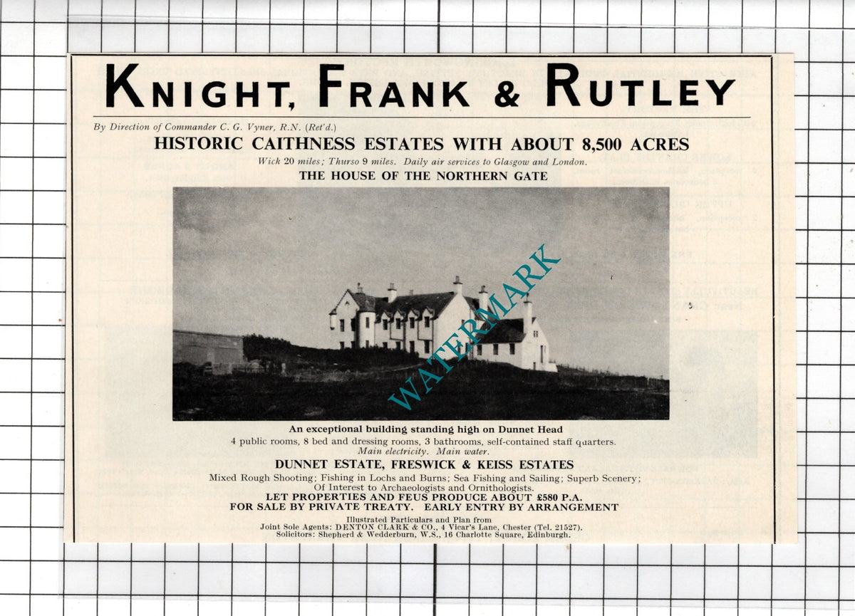 Caithness Estates Comm C G Vyner Dunnet Freswick Keiss Sale Advert - 1967