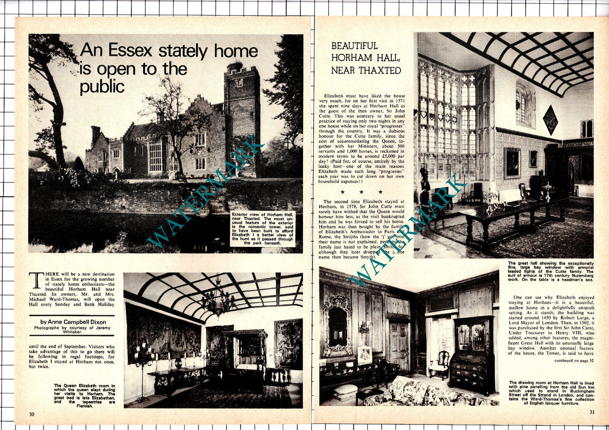 Horham Hall Thaxted Essex Michael Ward-Thomas - 1974 Article / Print