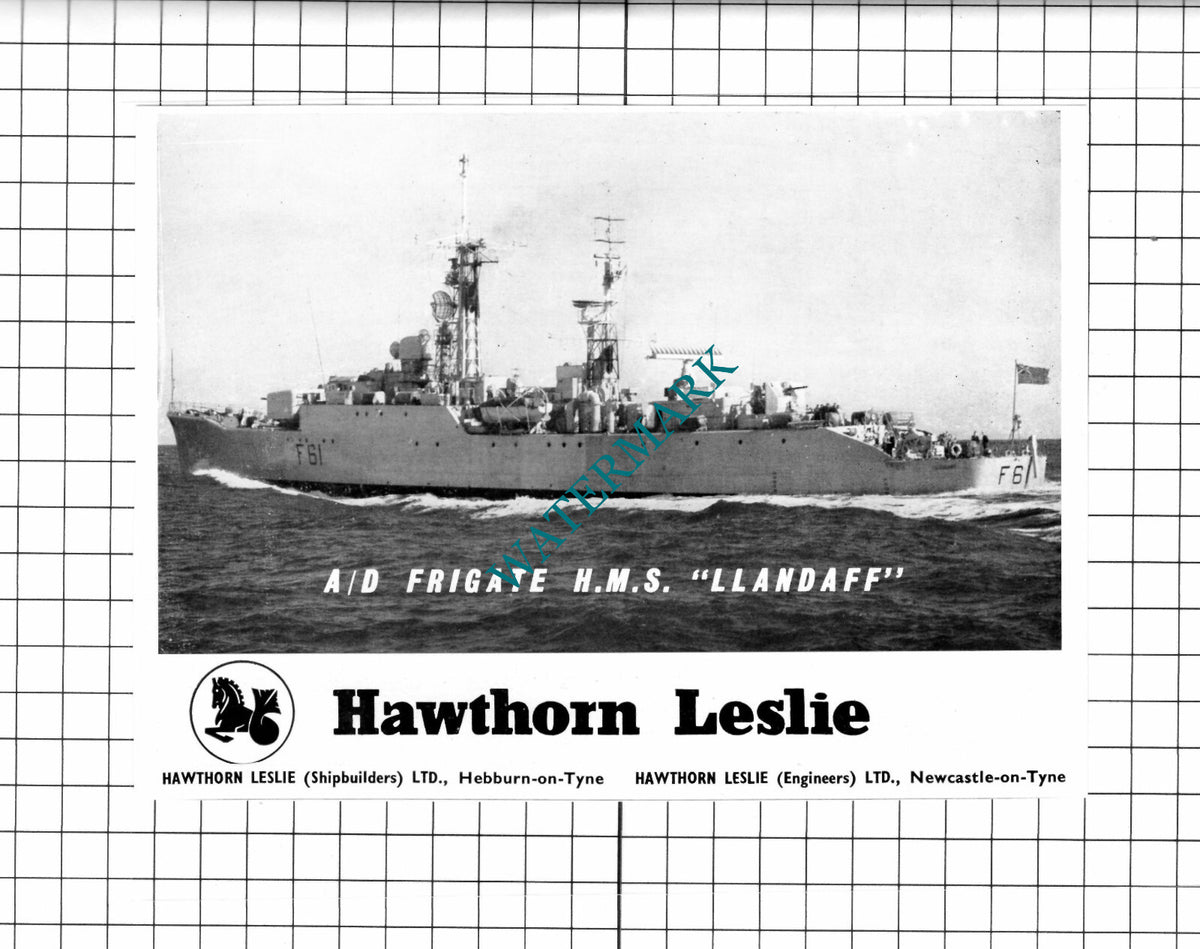 HMS LLANDAFF Hawthorn Leslie Shipbuilders ADVERT - 1960 Clipping / Print