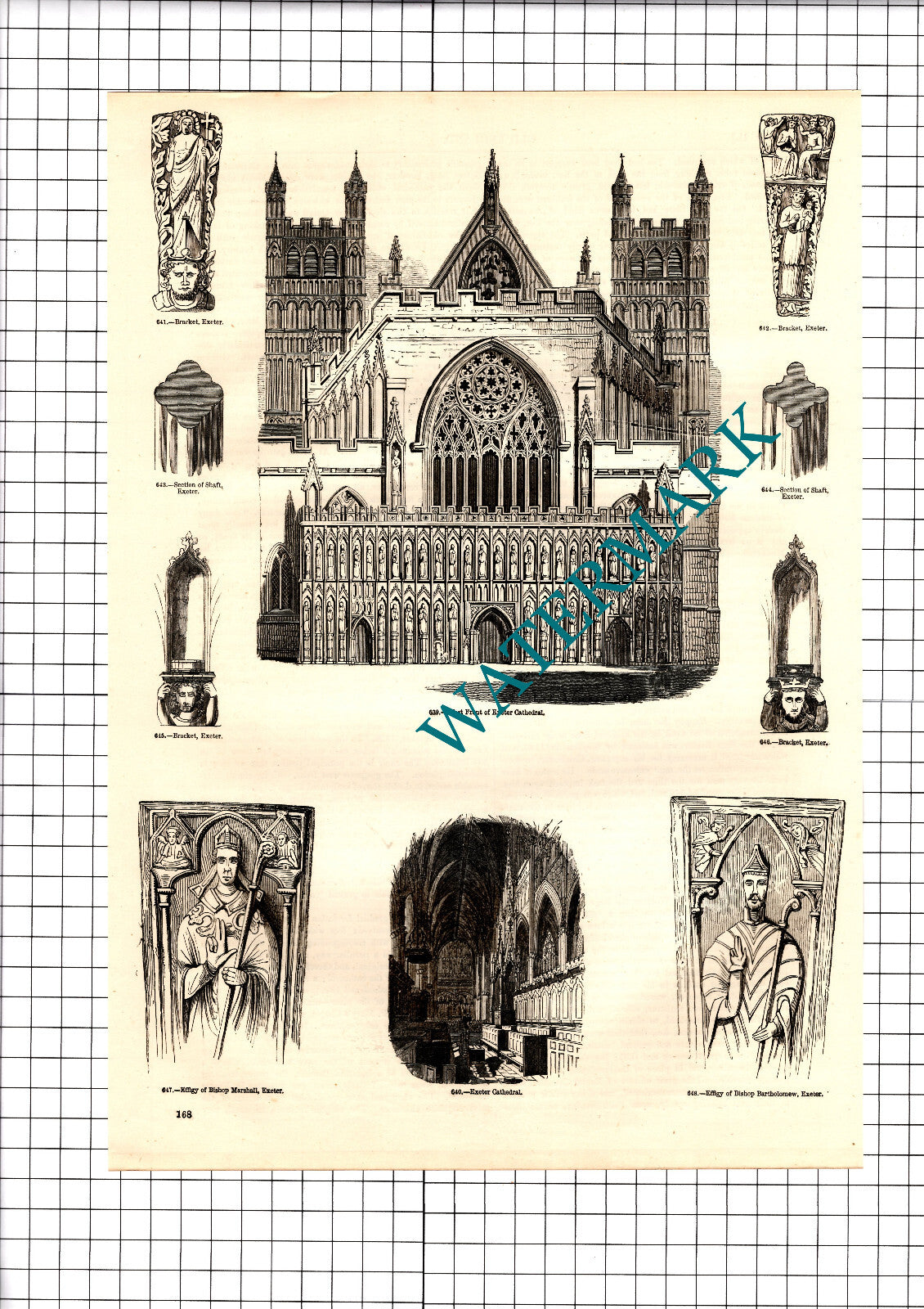 Exeter Cathedral - c.1860s Print / Cutting