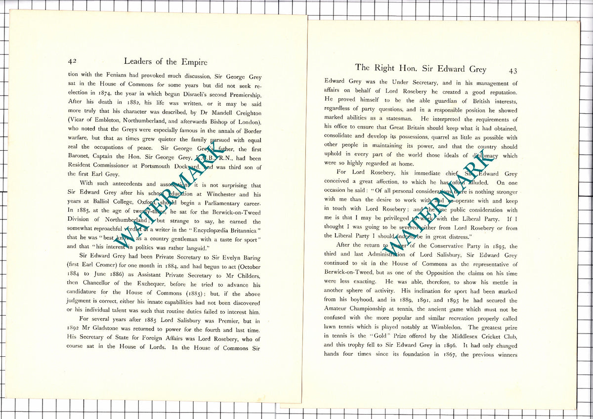 Sir Edward Grey - c.1920 Print / Article
