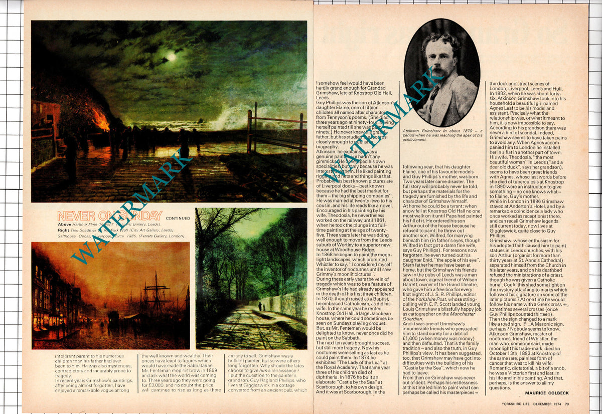 Atkinson Grimshaw Artist - 1974 Article