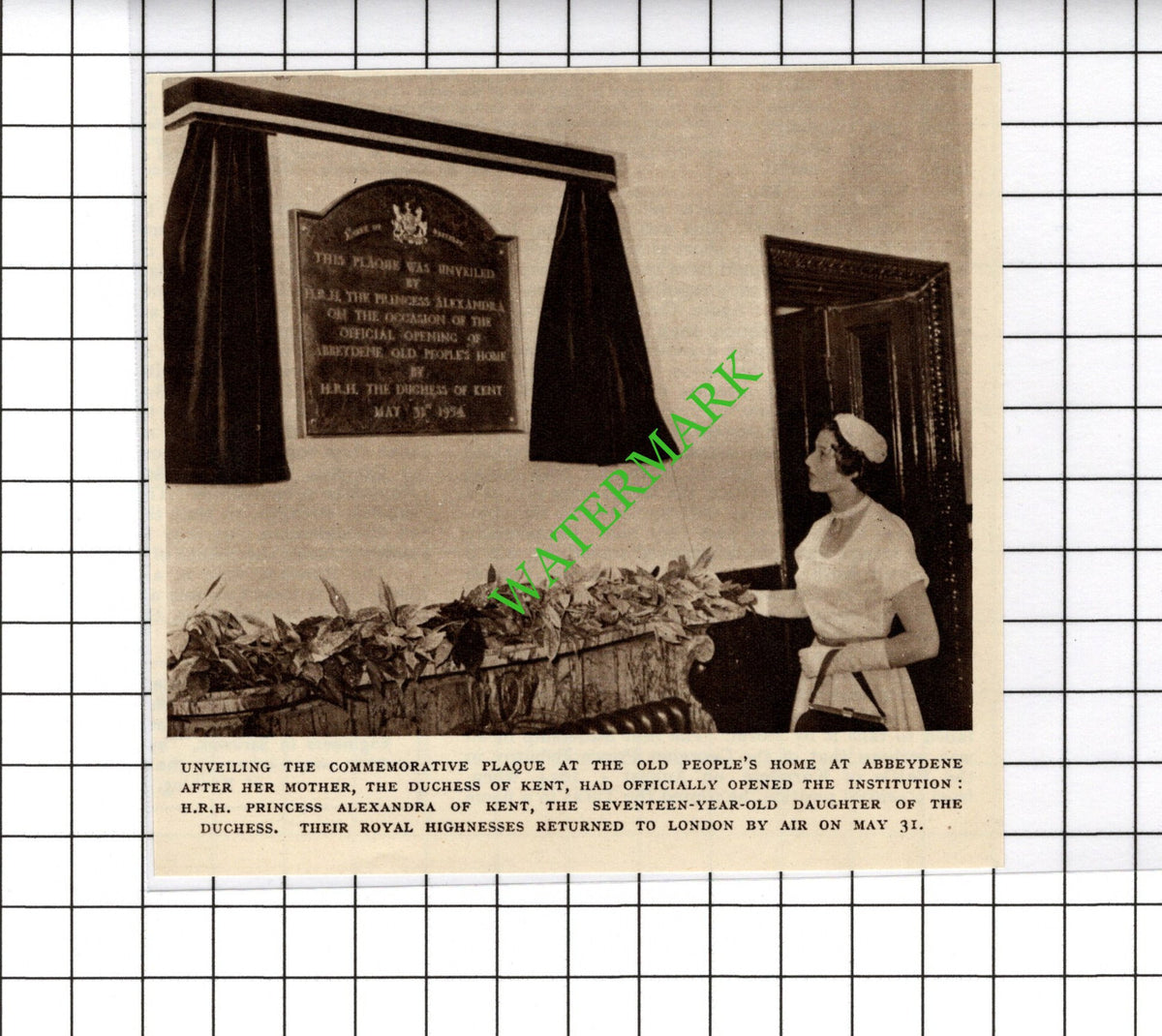 Abbeydene Old People's Home Royal Visit - 1954 Small Cutting