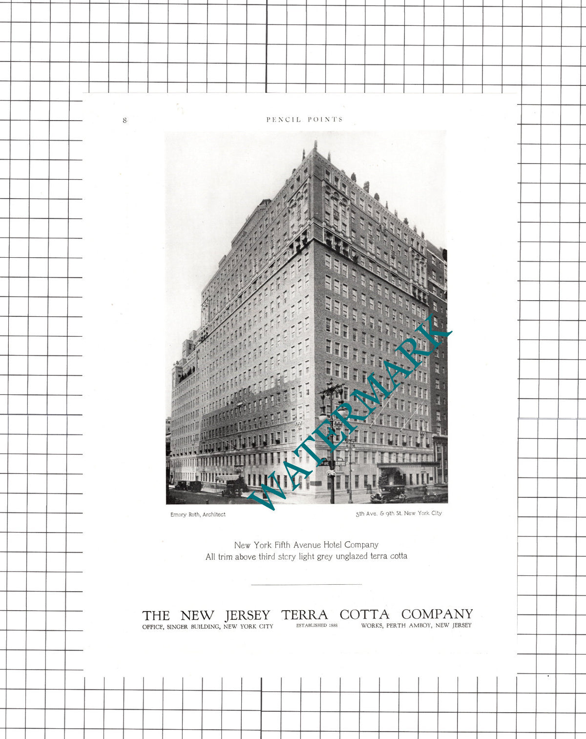 New York Fifth Avenue Hotel Co Emory Roth New Jersey Terra Cotta- 1927 Advert