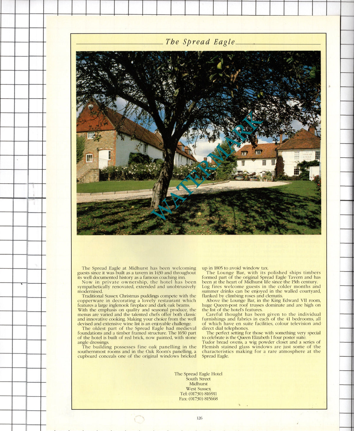 The Spread Eagle Hotel Midhurst Sussex Advert - 1995 Cutting