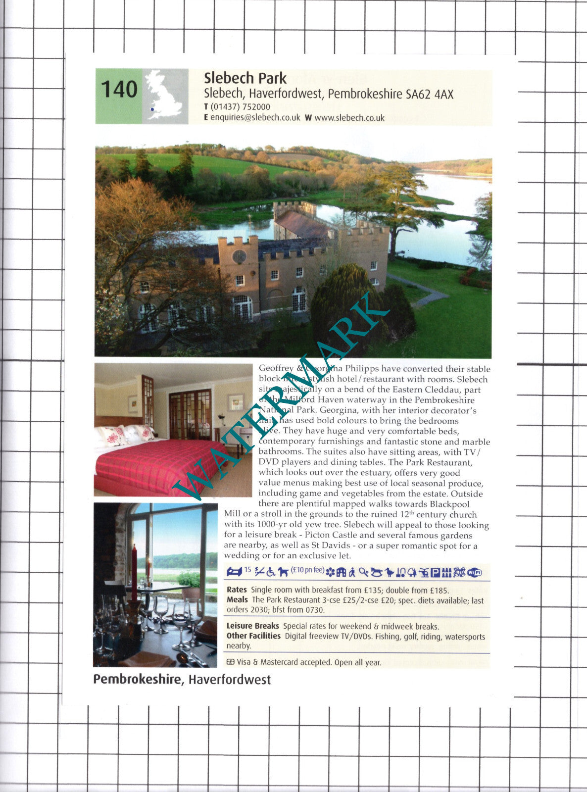 Glen-yr-Afon Hotel Usk / Slebech Park Haverfordwest Advert - 2011 Cutting