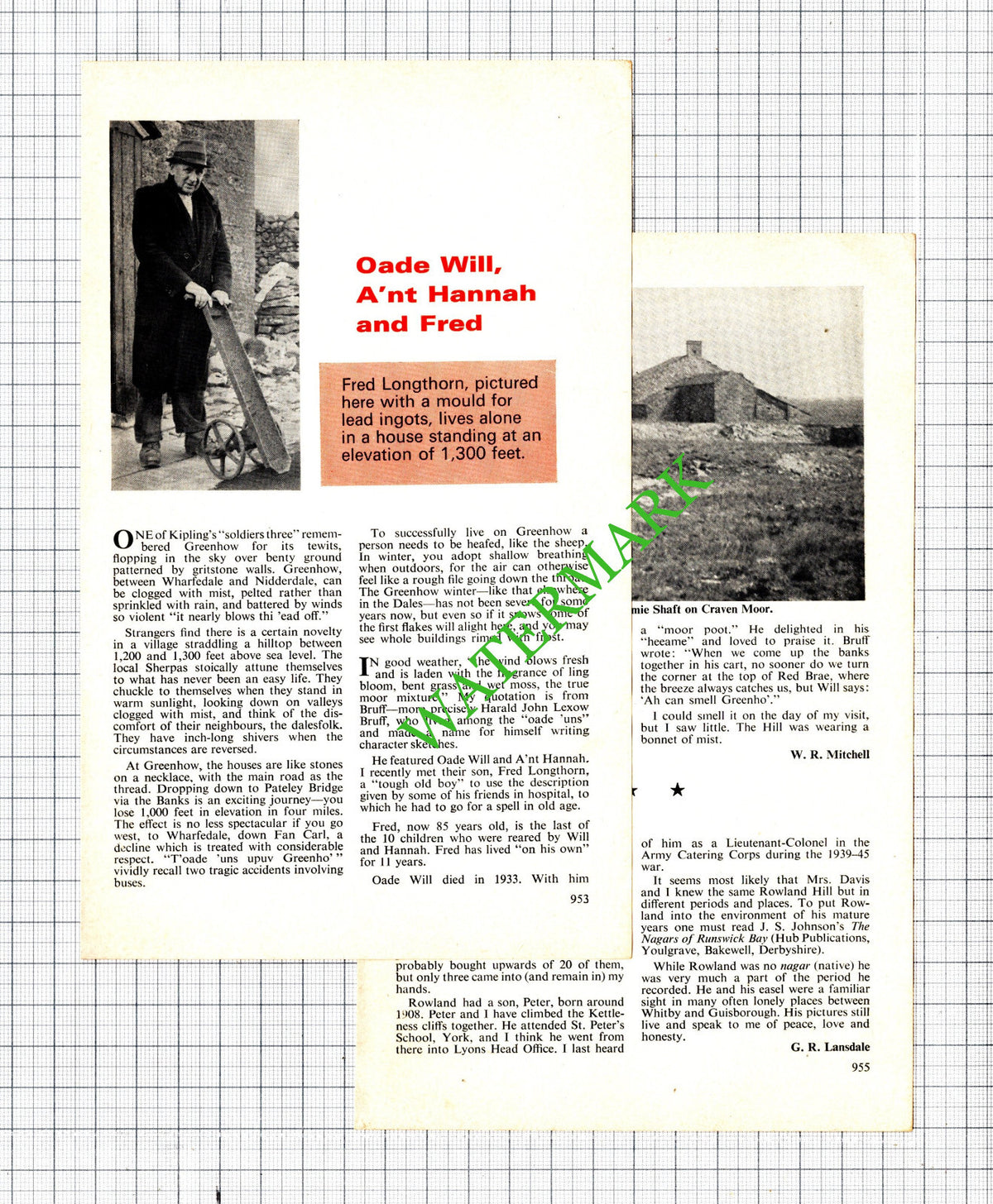 Fred Longthorn Greenhow Yorkshire Oade Will Hannah - 1977 Article