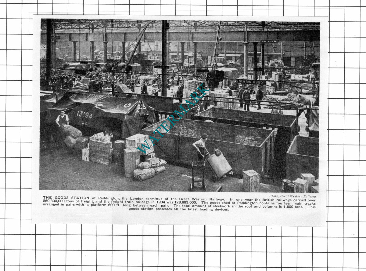 Paddington Railway Goods Station Great Western - c.1930' s Clipping/ Print