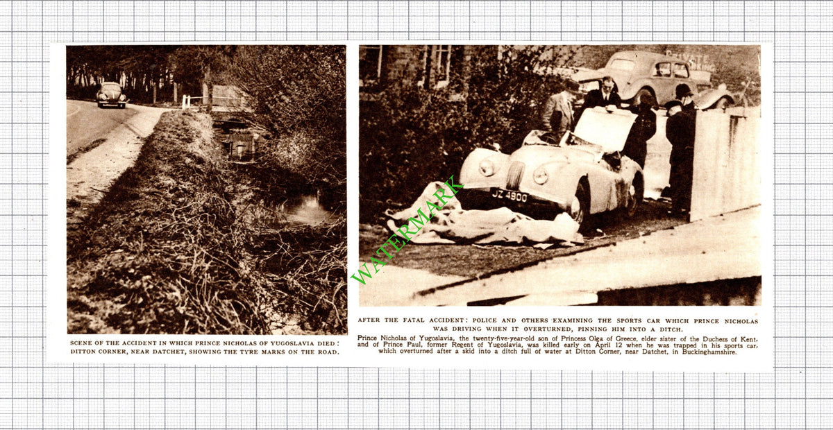 Prince Nicholas Of Yugoslavia Ditton Corner Datchet Fatal Accident -1954 Cutting