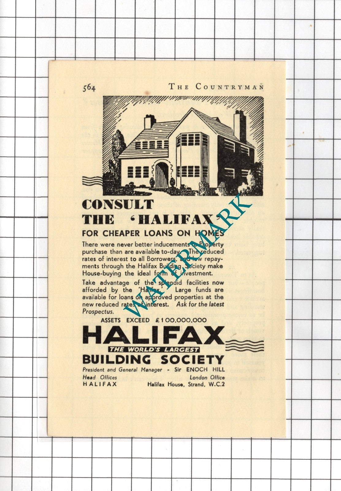 Halifax Building Society Sir Enoch Hill - 1935 Small Advert