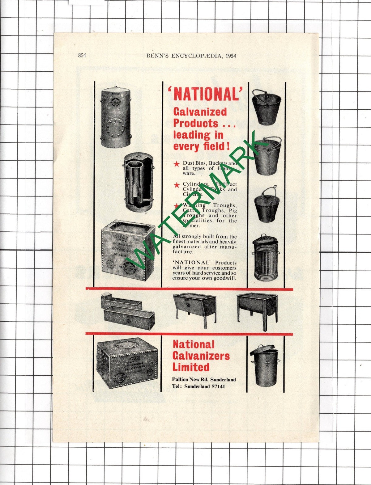 Robert Jenkins & Co Rotherham / National Galvanizers Ltd Sunderland -1954 Advert