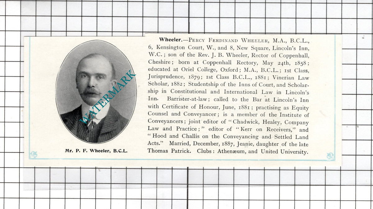 Percy Ferdinand Wheeler Coppenhall Rectory Cheshire - c.1905 Clipping