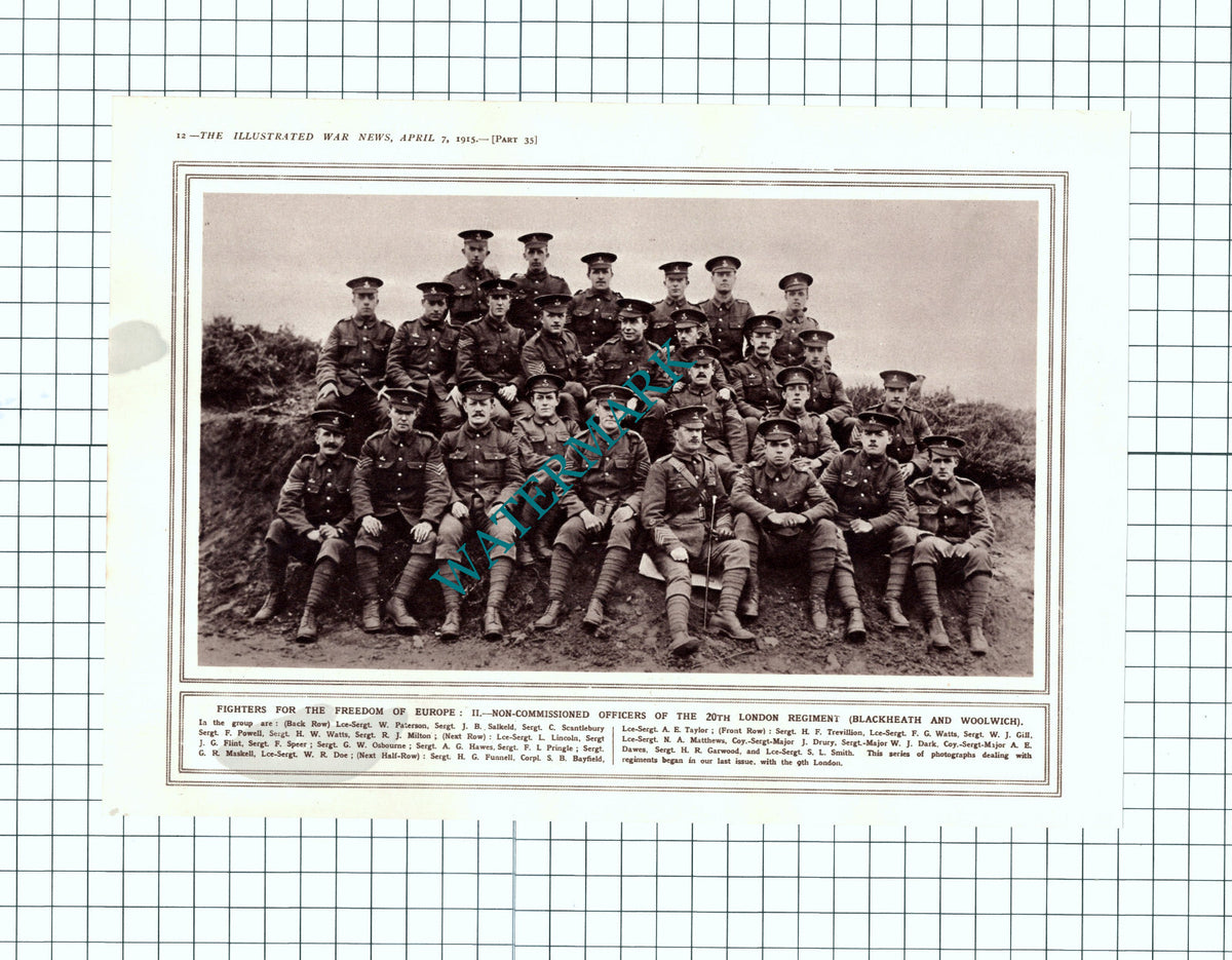 20th London Regiment Scantlebury Trevillion Garwood WW1 - 1915 Clipping / Print