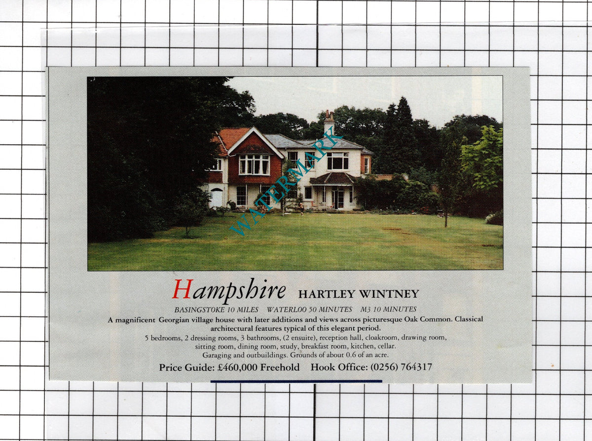 Hartley Wintney Hampshire House Sale Advert - 1991 Cutting