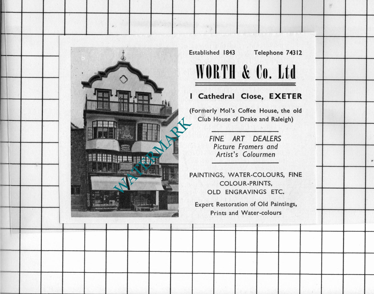 Worth & Co Ltd Exeter Devon - 1957 Small Advert
