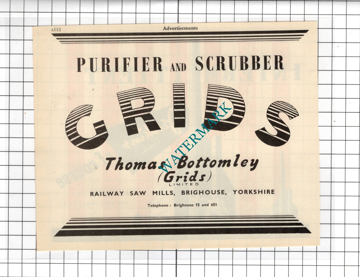 W J Jenkins & Co Retford Notts / Thomas Bottomley Grids Brighouse -1951 Advert