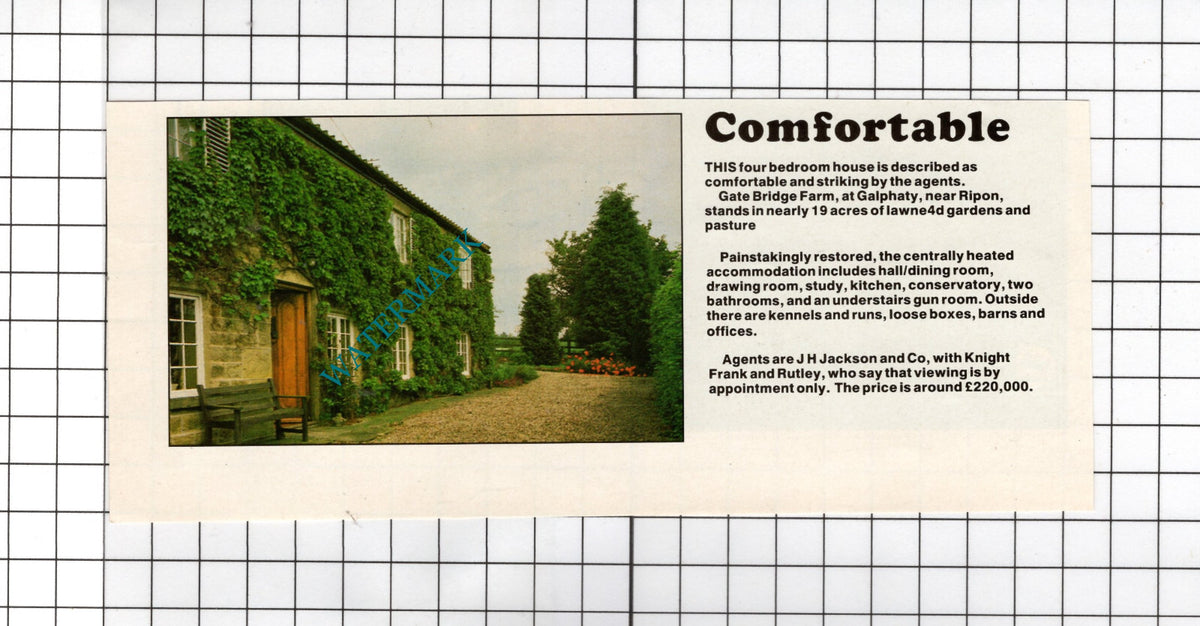 Gate Bridge Farm Galphaty Yorkshire House Sale Advert - 1988 Cutting